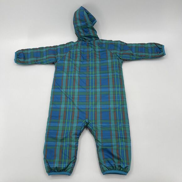 Patagonia Reversible Bunting 6 Months Blue Plaid Hood Style 60129 - Picture 2 of 6